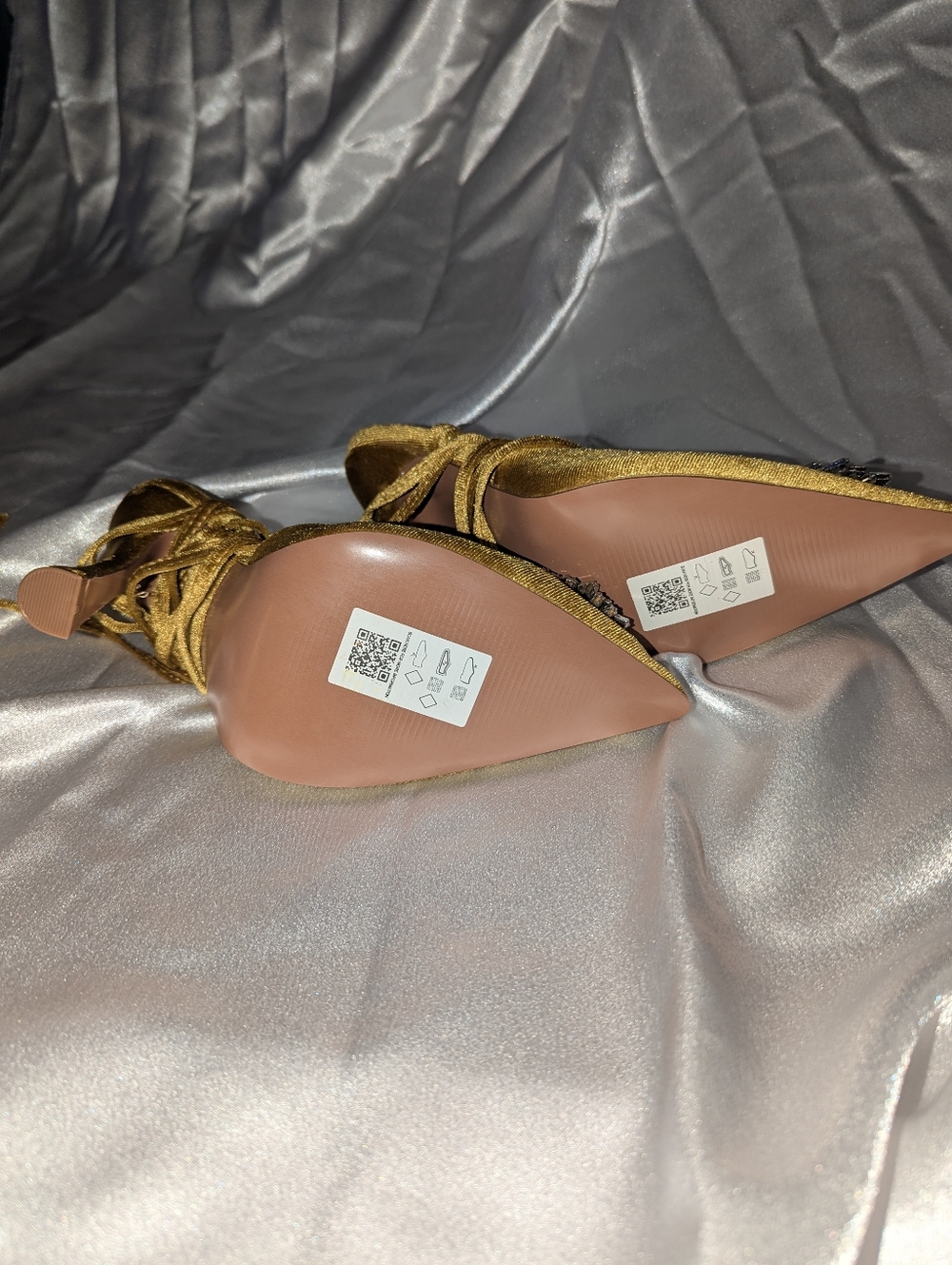 ASOS Velvet Gold Strappy Heels - Picture 6 of 6